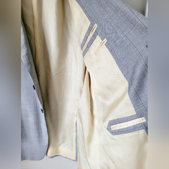 Trussini Luxe 100% Wool Men's Sport Coat/Blazer Light Gray Plaid EU52/US L - Picture 13 of 16